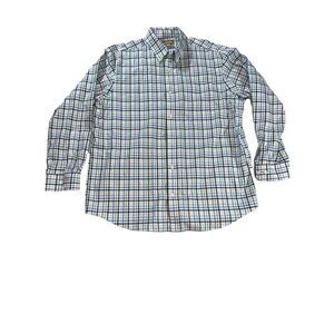 DULUTH TRADING Men XL  Long Sleeve Button Up Blue‎ Green Plaid Shirt (Read)